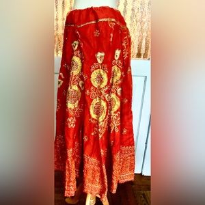 Vintage orange and gold Indian wedding skirt